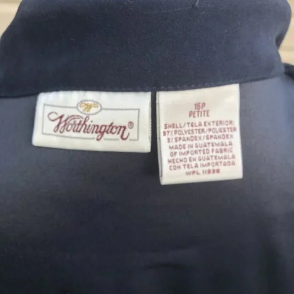 Worthington Womens Faux Suede Navy Blazer Moleskin Jacket Career 16P Classic - Picture 6 of 8